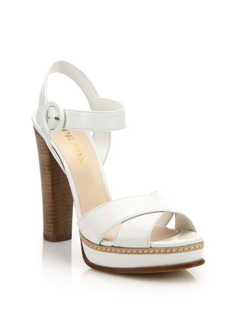 prada platform sandals white|prada chunky heel sandal.